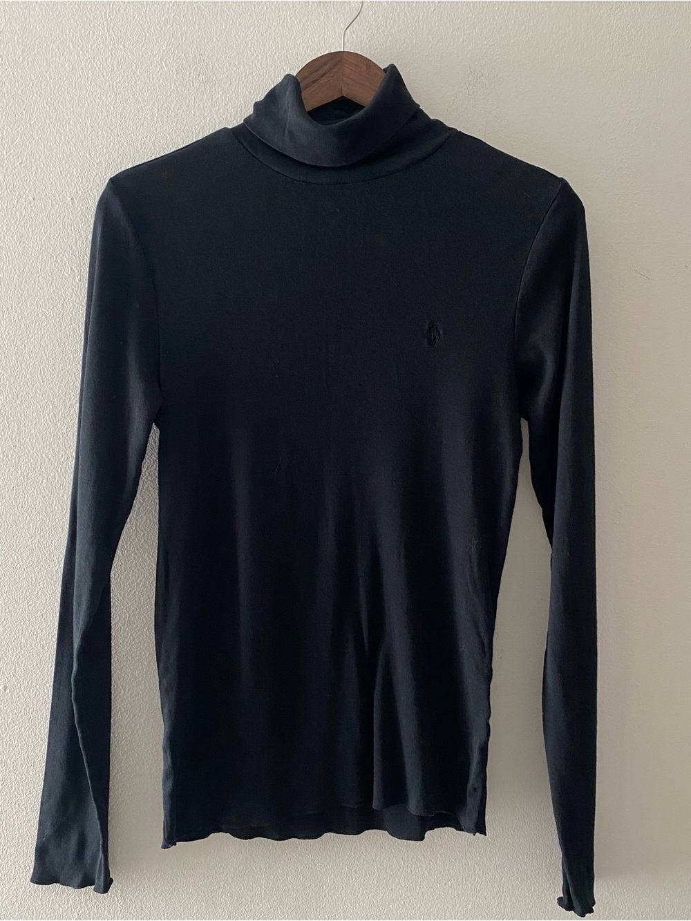 Lauren Ralph Lauren Black Women’s Slim Fit Turtleneck Pima Cotton Blend Top